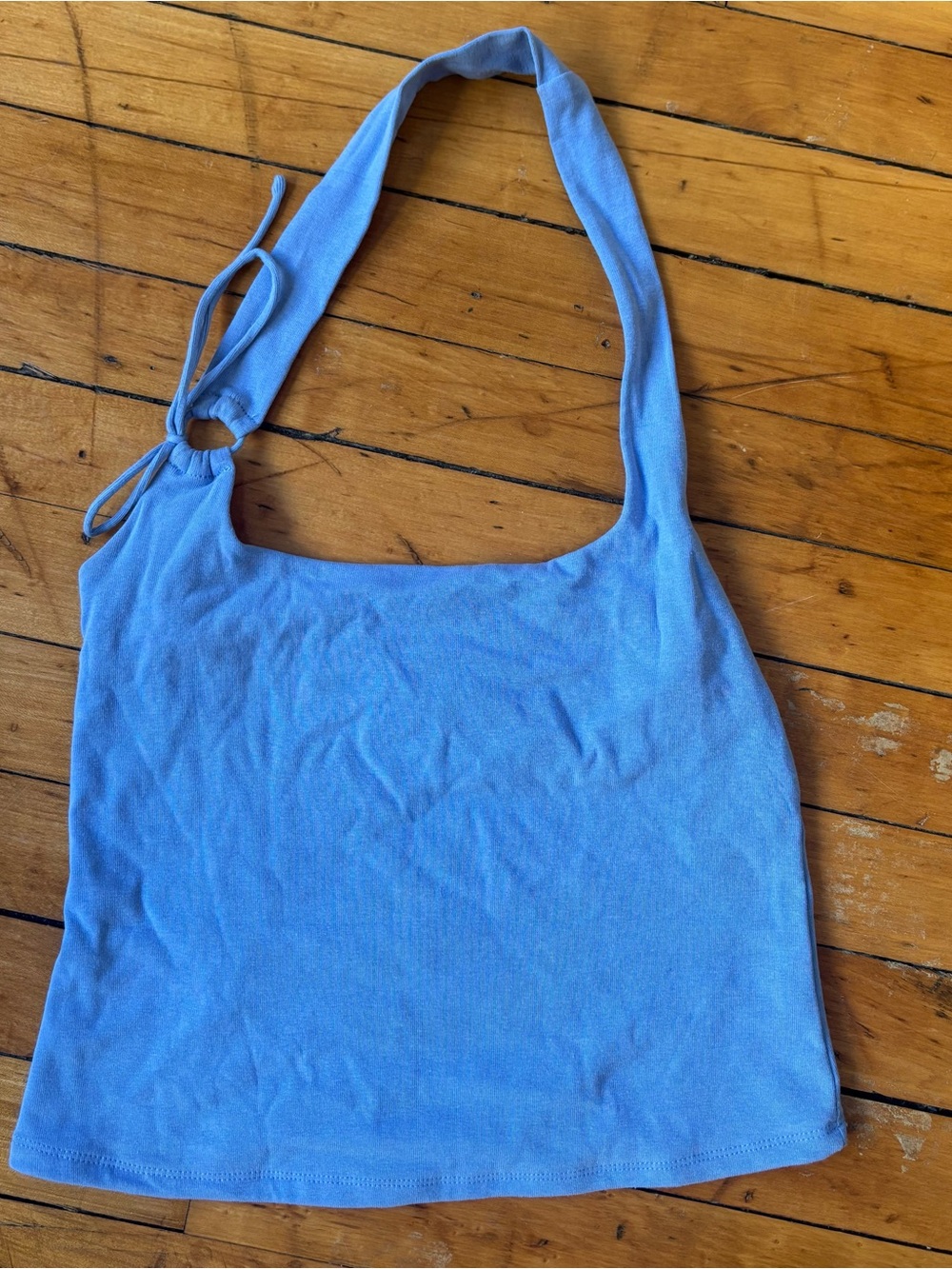 wild fable Light Blue Ribbed Halter Tank